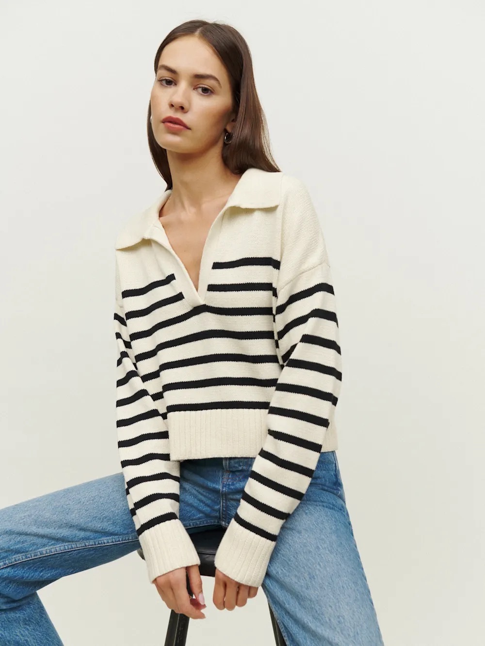 Reformation Francesco Cotton Polo Sweater - Small